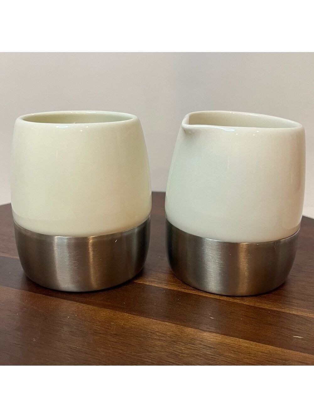 Starbucks 2005 Sugar & Creamer Set | Stainless Steel & Ceramic | Vintage